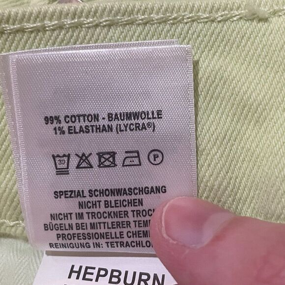 DL1961 Size 28 Hepburn Wide Leg High Rise Vintage Jean Limeade Green Neon 80s - Picture 10 of 14